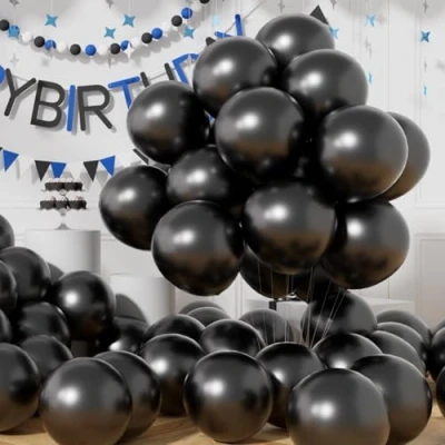 Afbeelding van AULE Zwarte metallic heliumballonnen, 50 stuks, verjaardag, zwart, 30 cm, ballonnen van latex, dames, heren, opblaasbare ballon, decoratie voor afstuderen, Halloween