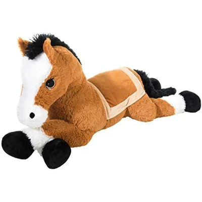 Afbeelding van Pluche grote knuffel paard bruin van 100 cm Paarden liefhebbers cadeau dieren knuffelbeesten