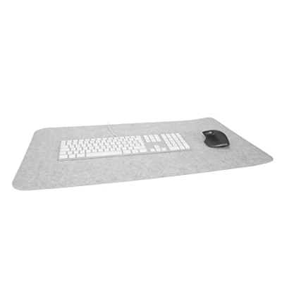 Afbeelding van Rubberneck Bureauonderlegger, vilt, muismat, XXL, tafelmat, bureauonderlegger voor kantoor en games, antislip, lichtgrijs, 80 x 40 cm
