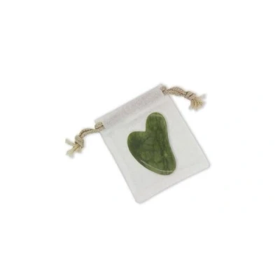 Image de 1 guasha en pierre de jade vert + housse