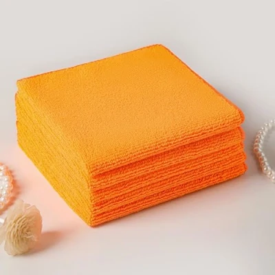 Afbeelding van Herbruikbare superzachte sneldrogende pluisvrije microvezelreinigingsdoekjes voor huishouden, keuken, auto, motorfiets en ramen (oranje, 30 x cm)