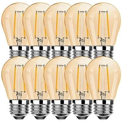 Afbeelding van ProCrus Set van 10 E27, 2 W, vintage G45, warm wit, 2700 K, retro verlichting, 100 lm, vervanging voor intensiteit, niet dimbaar, amber led lamp.