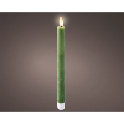 Afbeelding van LED dinerkaars d2h24 cm groen/warm wit 2st Lumineo