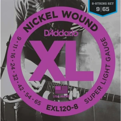 Image de D&#039;addario EXL120 8 Super light 9 65 Jeu de cordes guitare électrique