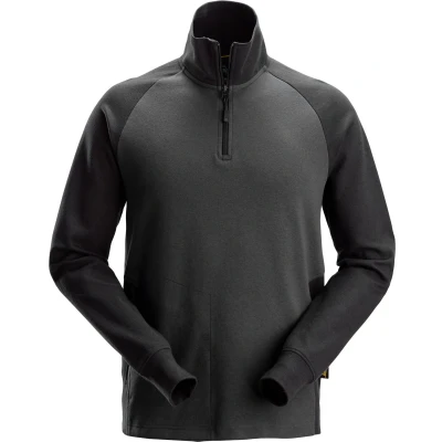 Afbeelding van Snickers 2841 Tweekleurig Sweatshirt met Halve Rits Staal Grijs/Zwart