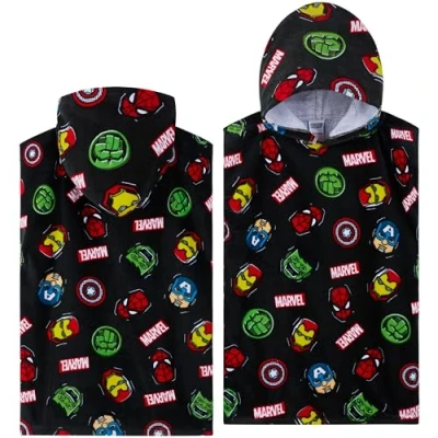 Afbeelding van Marvel Kinderhanddoek met capuchon, absorberende badhanddoek capuchon voor zwembad, strand, vakantie (Multi Avengers, 10 13 jaar)