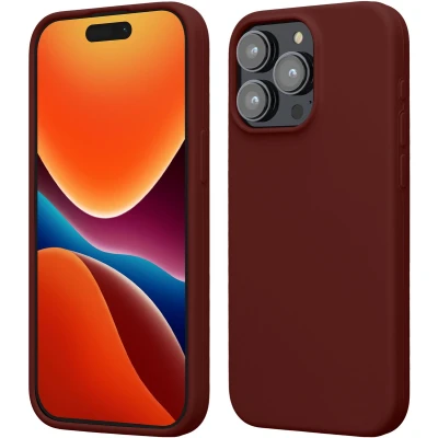 Afbeelding van kwmobile Case voor iPhone 15 Pro Max Slank TPU Hoesje met Zachte Afwerking In wijnrood