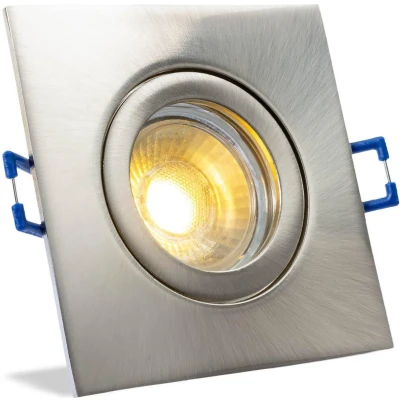 Afbeelding van IP44 LED Inbouwspot Reese badkamer of buiten Vierkante spot Nikkel mat Extra Warm Wit 2700K 5 Watt Philips