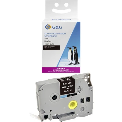 Afbeelding van G&amp;G Labeltape Tapekleur: Zwart Tekstkleur: Wit 12 mm 8 m