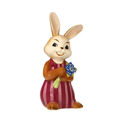 Afbeelding van Goebel Pasen Decoratief beeld / figuur Haas Vergeet me niet Aardewerk 12cm paashaas