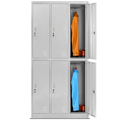 Afbeelding van 3B2A Kledingkast, metaal, 6 vakken, gepoedercoat, 185 x 90 45 cm, grijs