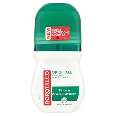 Afbeelding van Borotalco, Originele Roll On Dry Deodorant voor heren, alcoholvrije formule met absolute talk, absorbeert zweet, Borotalk geur, 72 uur effectiviteit 1 fles van 50 ml