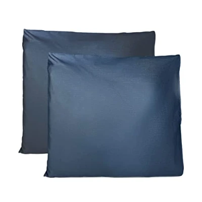 Afbeelding van Set van 2 kussenslopen, 100% katoen, superzachte jersey eenvoudig en elegant design, gemaakt in Italië, marineblauw, 65 x cm