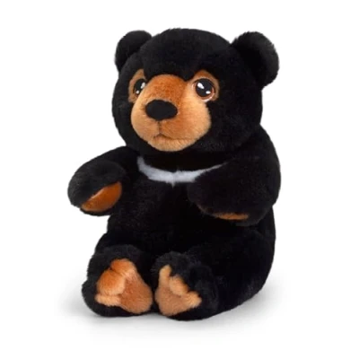 Afbeelding van Keel Toys KEELECO SE1454 Pluche dier, 100% gerecycled, milieuvriendelijk speelgoed voor kinderen, zwarte Aziatische beer, 18 cm