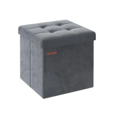 Afbeelding van SONGMICS LSF227G01 zitzak, kleine opvouwbare 38 x cm, opbergdoos, belastbaar tot 300 kg, voor woonkamer, slaapkamer, slaapzaal, leigrijs