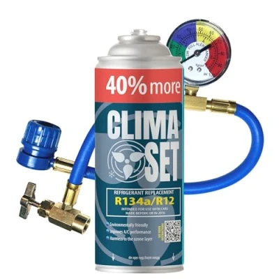 Afbeelding van ClimaSet R134a koelgas vervanging, 1 x 235 g, voor airconditioning, slang, navulverpakking, gas R134a, gaspatroon, Eco