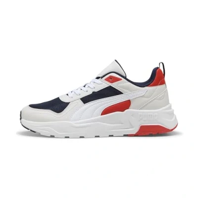 Image de PUMA Baskets Trinity 2 LT unisexes, bleu marine, blanc, plume, gris rouge feu, pointure 45, Navy White Feather Gray Red Fire, 46 EU