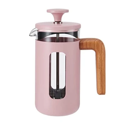 Afbeelding van Cafetière, 3 Cups, 0.35 L, RVS, Glas, Hout, Roze La Cafetière Pisa