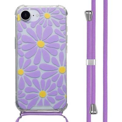 Afbeelding van imoshion Hoesje Geschikt voor iPhone 16e Design met Koord Tropical Violet Flowers Connect