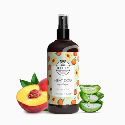 Afbeelding van Belly® parfum voor honden en puppy&#039;s, 250 ml, fris perzikaroma, neutraliseert slechte geuren, pH gebalanceerd, hondengeur, eau de honden, deodorant puppygeur