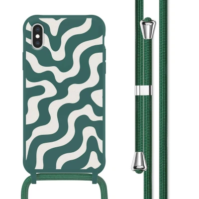 Afbeelding van imoshion hoesje Geschikt voor iPhone X / Xs met koord Siliconen design Meerkleurig Petrol Green Groovy
