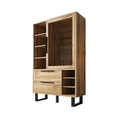 Afbeelding van Meubella Vitrinekast Harlow Eiken Zwart 120 cm Open