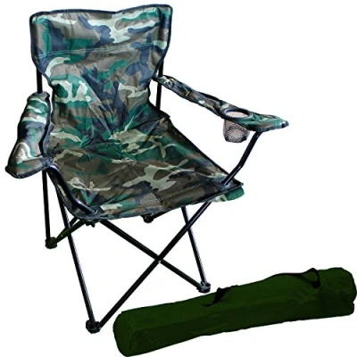 Afbeelding van Visstoel, campingstoel, opvouwbare visstoel met bekerhouder en tas, camouflage