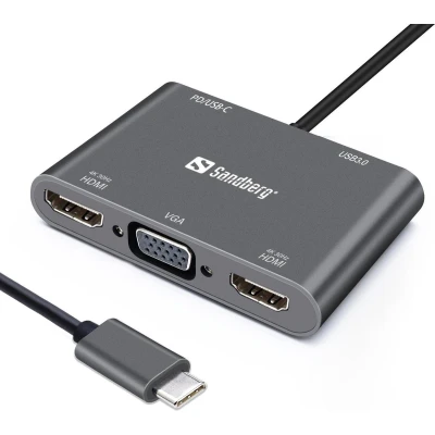 Afbeelding van Sandberg USB C Dock 2xHDMI+1xVGA+USB+PD