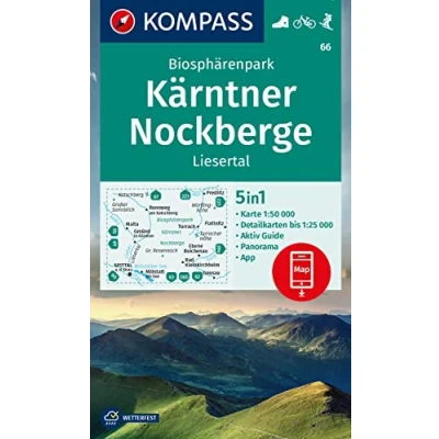 Afbeelding van KOMPASS Wanderkarte 66 Biosphärenpark Kärntner Nockberge, Liesertal 1:50.000