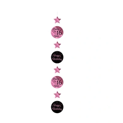 Afbeelding van Hangdecoratie Cheers to 16 years rose goud/zwart per stuk