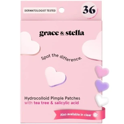 Afbeelding van grace &amp; stella 36 stuks hydrocolloïde gezichtspleisters, dermatologisch getest, veganistisch, hartvorm