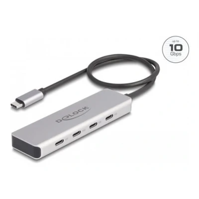 Image de Delock Concentrateur (hub) 10 Gbps, with 35 cm connection cable 4 x USB C de bureau