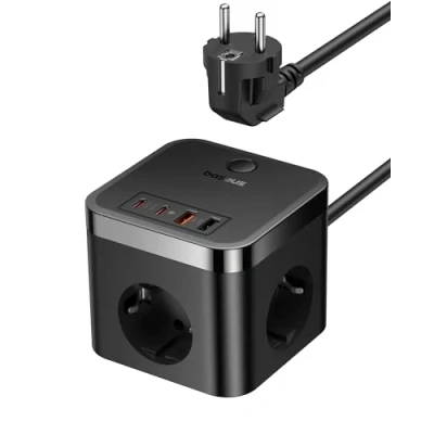 Afbeelding van Baseus GaN5 USB C stekkerdoos 30W oplader 3 voudig met schakelaar draagbare PD voor MacBook, iPad, iPhone 15/14/13/12, Galaxy, spel, thuis, kantoor