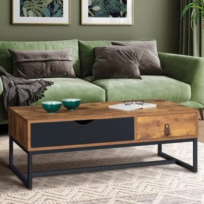 Image de Table basse CHICAGO 2 tiroirs design industriel