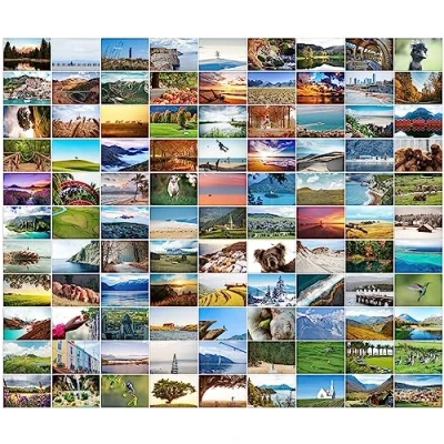 Afbeelding van Bear and Bee Set van 100 landschapskaarten met verschillende motieven ansichtkaarten landschap (100 fotokaarten)