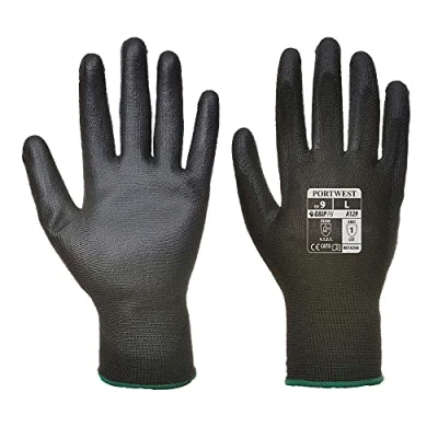 Afbeelding van Portwest A129BKRM PU handschoenen met handpalm zwart maat M 12 stuks