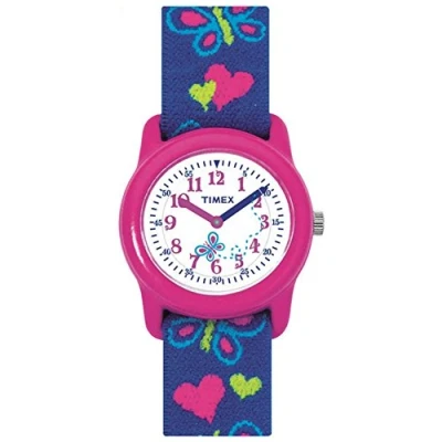 Afbeelding van Quartz KIDS Stoere Kind Horloge Vlinder Multicolour Licht Roze Analoog Gummi Silicoon polsband Kinderen 4 8 yr Casual Thema Natuur