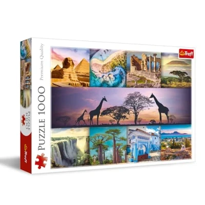 Afbeelding van Trefl Collage: Afrika puzzel 1000 stukjes DIY met symbolen van het Afrikaanse continent, creatief entertainment, vrije tijd, klassieke voor volwassenen en kinderen vanaf 12 jaar