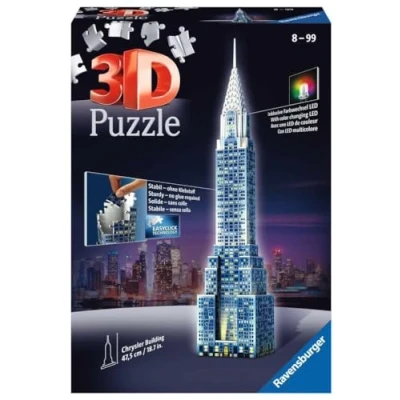 Afbeelding van Ravensburger Chrysler Building Night Edition 3D puzzel gebouw 216 stukjes