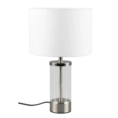 Afbeelding van REALITY GRAZIA Tafellamp Nikkel mat excl. 1x E14 25W Snoerschakelaar Witte kap