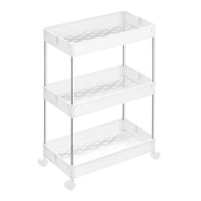 Afbeelding van SONGMICS Rollwagen mit 3 Ebenen, Küchenwagen, Nischenregal auf Rollen, platzsparendes Küchenregal, Badregal, fürs Badezimmer, Wohnzimmer, Büro, 40 x 22 60 cm, weiß KSC009W01