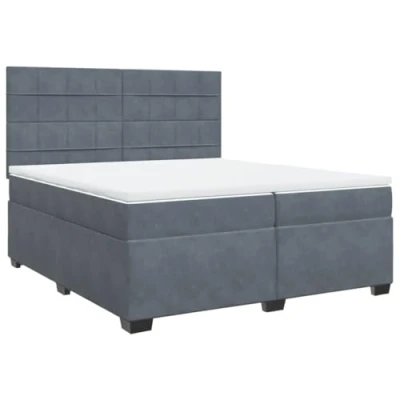 Afbeelding van vidaXL Boxspring met matras fluweel donkergrijs 200x200 cm