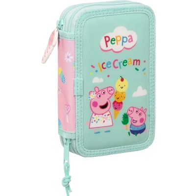 Afbeelding van Dubbele etui Peppa Pig Ice cream Roze Munt 12.5 x 19.5 4 cm (28 Onderdelen)