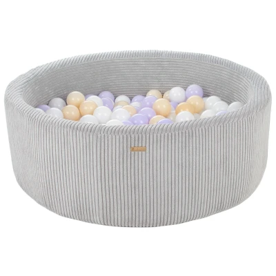 Afbeelding van ballenbad, corduroy, 200 ronde ballen, diameter 90 cm (zwembadkleur: grijs/wit, paars, cappuccino)
