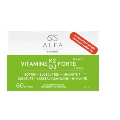 Afbeelding van Alfa Vitamine K2 &amp; D3 Forte Versterkte Formule 60Capsules Capsules