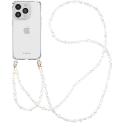 Afbeelding van imoshion Hoesje Geschikt voor iPhone 14 Pro Max met koord Backcover + armband Parels hartjes transparant