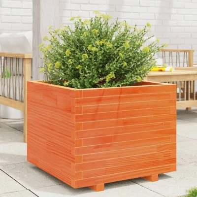 Afbeelding van Plantenbak 60x60x49,5 cm massief grenenhout wasbruin