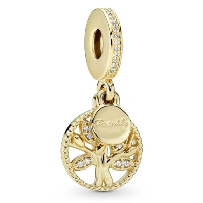 Afbeelding van PANDORA SHINE Charm hanger Stammbaum &quot;Familienerbe&quot; verguld 768661C01, Sterling zilver, Zirkonia
