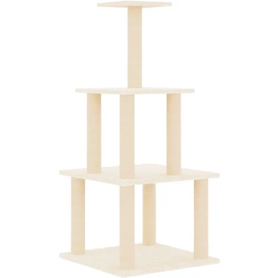 Afbeelding van vidaXL Kattenmeubel met sisal krabpalen 111 cm crèmekleurig