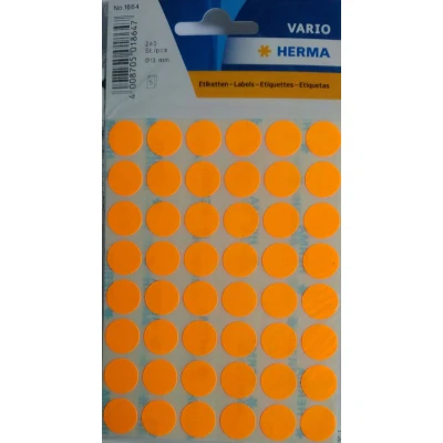 Afbeelding van Herma 1864 Etiket Rond 12mm Fluor Oranje 2400 stickers